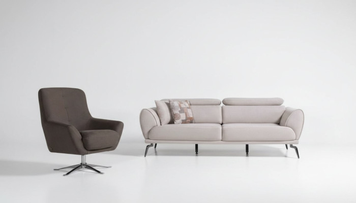 Sofá de salón marrón diseño de lujo con sillón relax conjunto de 2 piezas