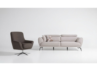 Sofá de salón marrón diseño de lujo con sillón relax conjunto de 2 piezas