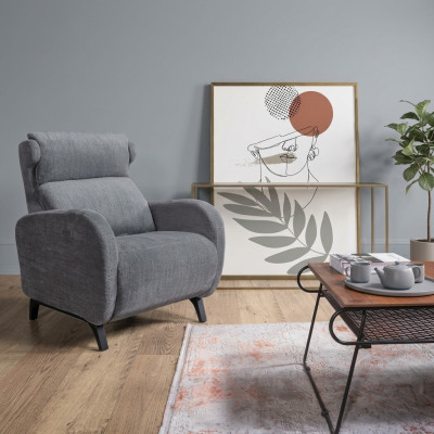 Sillón reclinable gris con reposapiés de lujo para salón