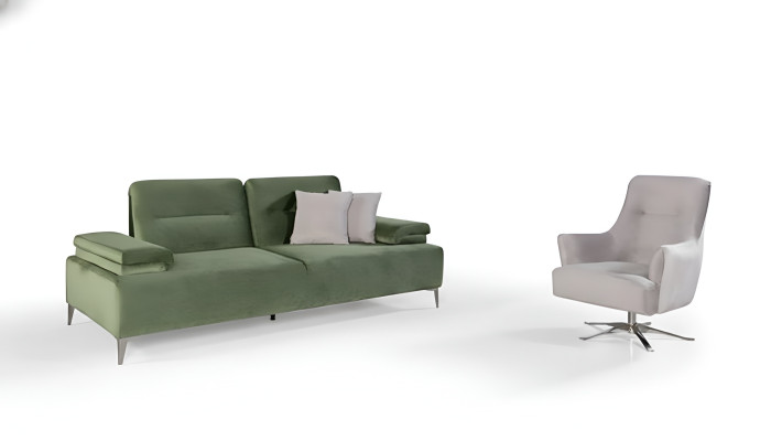Juego de tapicería para sala de estar en verde y blanco, sofá de 3 plazas y sillón, sofá de lujo.