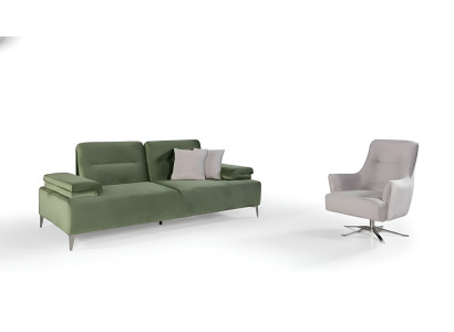 Juego de tapicería para sala de estar en verde y blanco, sofá de 3 plazas y sillón, sofá de lujo.