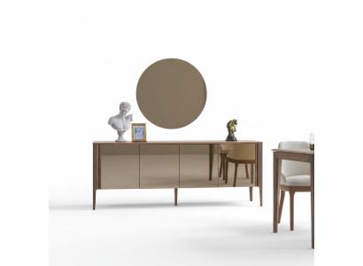 Marrón Comedor Cristal Cómoda Espejo Moderno Juego Completo de 2 Piezas Nuevo
