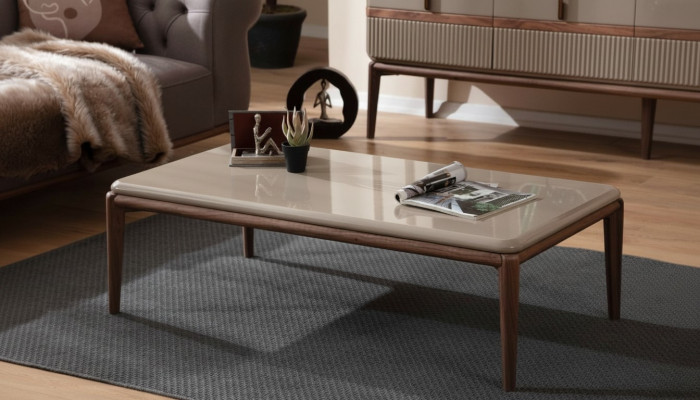 Mesa de centro de madera marrón, muebles de diseñador de sala de estar de lujo, mesas elegantes