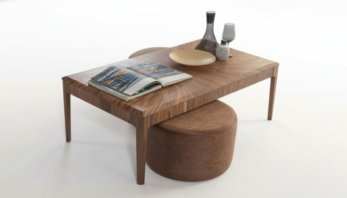 Elegante mesa de centro rectangular marrón para salón de madera.