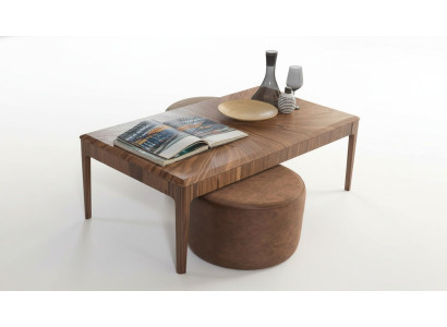 Elegante mesa de centro rectangular marrón para salón de madera.