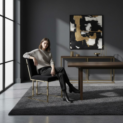 Silla de acero inoxidable negro silla de metal silla de comedor silla de diseñador sillas acolchadas