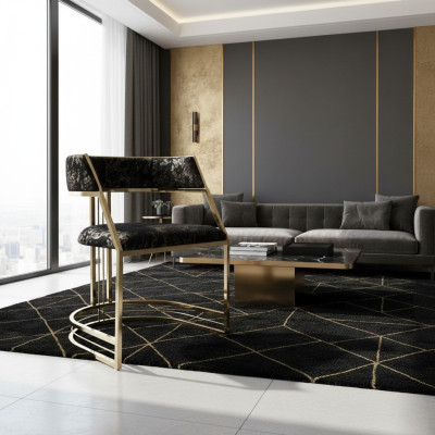 Silla de acero inoxidable negro, muebles de comedor modernos, silla tapizada sillas