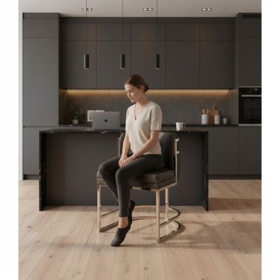 Silla de lujo marrón color muebles modernos con estructura de metal para comedor
