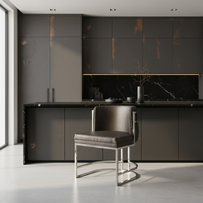 Silla de lujo marrón color muebles modernos con estructura de metal para comedor