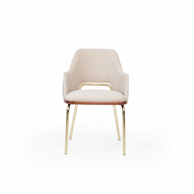 Silla de acero inoxidable beige con marco de metal para comedor, de lujo, de una plaza, silla nueva.
