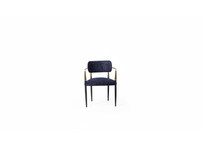Moderna silla azul armazón de acero inoxidable textil silla de comedor muebles.