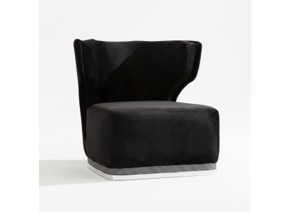 Moderno sillón tapizado Sillón negro para sala de estar con pies de acero inoxidable