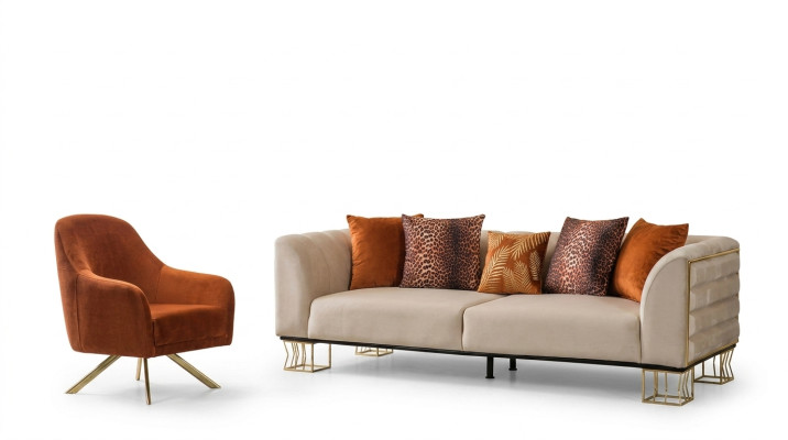 Conjunto de sofás de acero inoxidable para la sala de estar, 3+1 plazas, sillón tapizado, sofá de lujo.