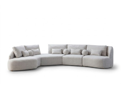 Sofá esquinero blanco moderno en forma de L, sofá de salón con marco de madera.