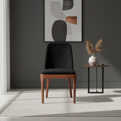 Silla tapizada negro-marrón, muebles de diseñador para el comedor, silla individual.