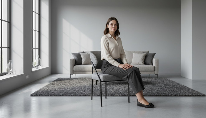 Silla tapizada gris para comedor, sillas de diseñador, estructura metálica, muebles de lujo