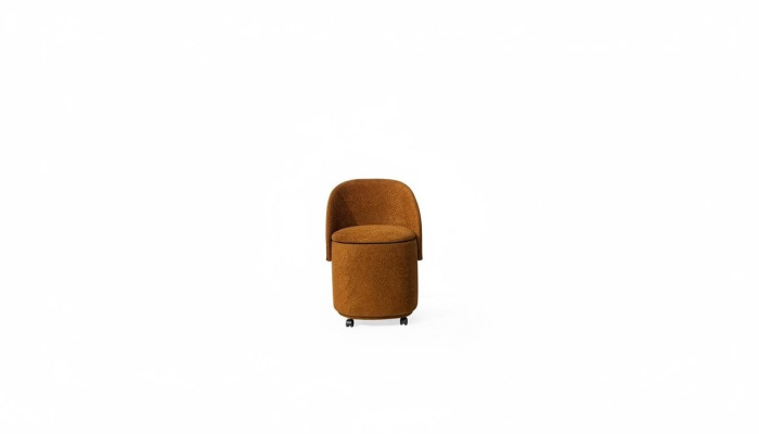 Silla de diseño naranja con almacenamiento, silla taburete. Muebles de comedor.