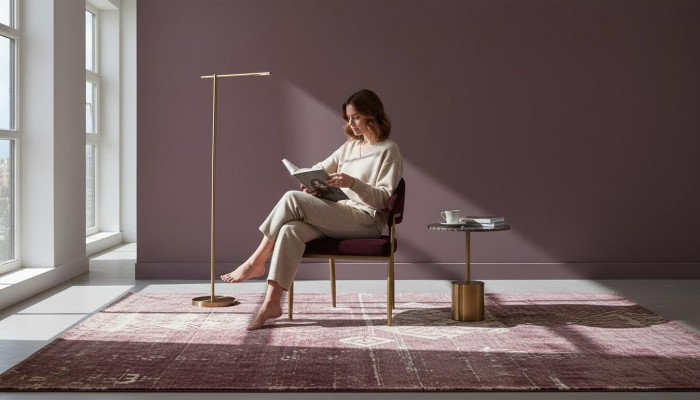 Silla de comedor de color morado oscuro con marco de metal diseñador Sillas de comedor de madera.