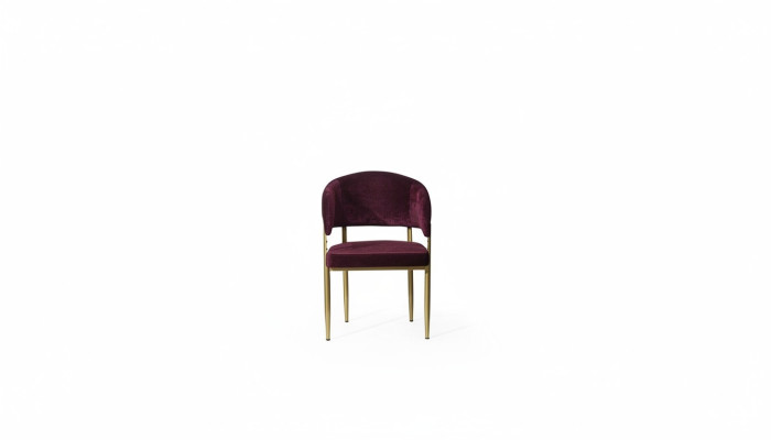 Silla de comedor de color morado oscuro con marco de metal diseñador Sillas de comedor de madera.
