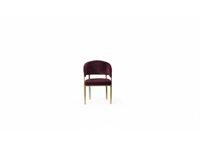 Silla de comedor de color morado oscuro con marco de metal diseñador Sillas de comedor de madera.
