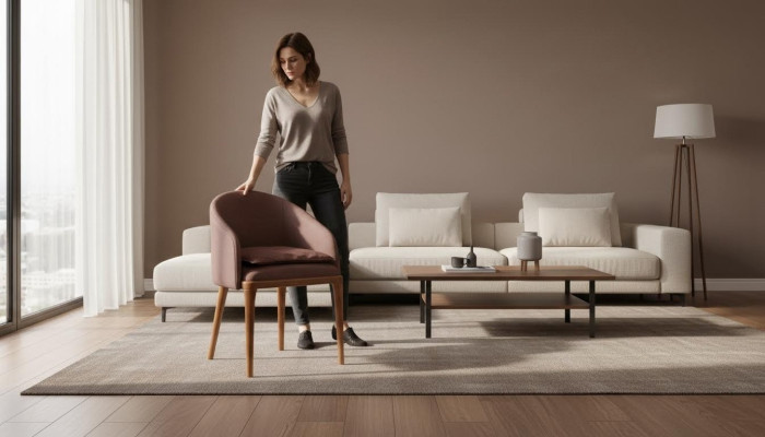 Silla exclusiva de comedor marrón, diseñada por un solo diseñador de sillas con estructura de madera.