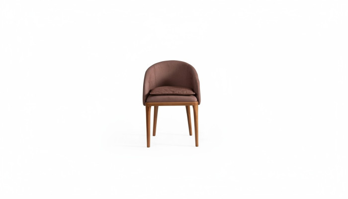 Silla exclusiva de comedor marrón, diseñada por un solo diseñador de sillas con estructura de madera.