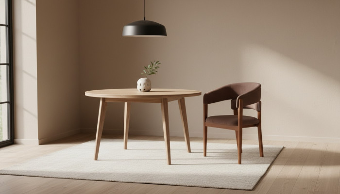 Silla de diseñador marrón Silla de comedor Silla de tela con patas de madera diseñadas