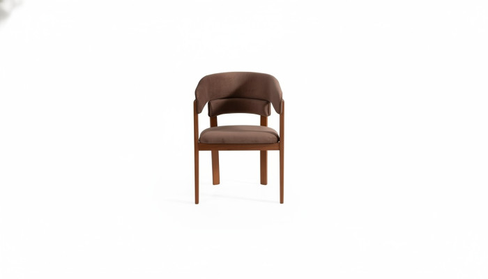 Silla de diseñador marrón Silla de comedor Silla de tela con patas de madera diseñadas