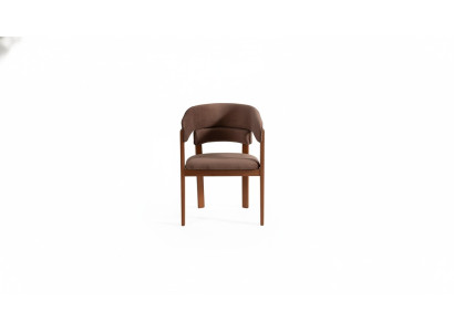 Silla de diseñador marrón Silla de comedor Silla de tela con patas de madera diseñadas