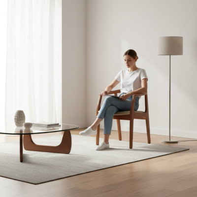 Sillas de comedor Estructura de madera marrón Sillones Individuales Sillas de lujo
