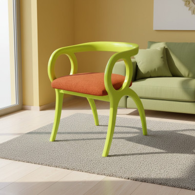 Silla tapizada de diseñador verde de lujo para comedor, individual.