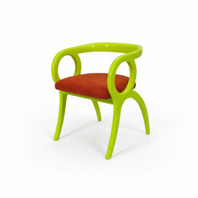 Silla tapizada de diseñador verde de lujo para comedor, individual.