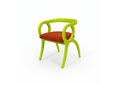 Silla tapizada de diseñador verde de lujo para comedor, individual.