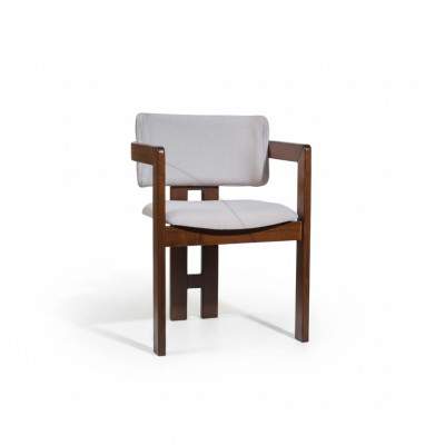 Silla de comedor marrón y blanca, silla tapizada de diseño moderno, sillón individual.