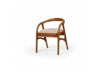 Silla de lujo marrón con tapizado, diseño de silla de comedor con apoyabrazos, de una plaza.