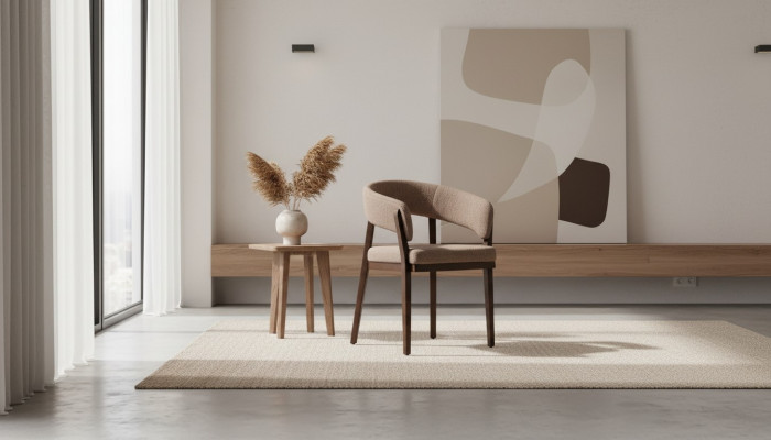 Silla de comedor marrón moderna. Sillas tapizadas de lujo con estructura de madera.