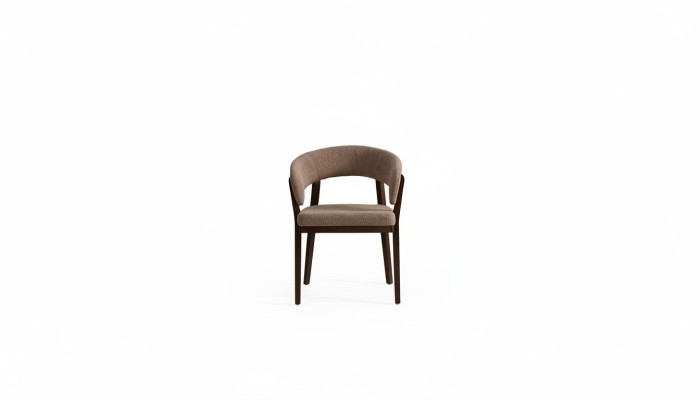 Silla de comedor marrón moderna. Sillas tapizadas de lujo con estructura de madera.