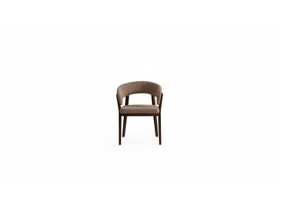 Silla de comedor marrón moderna. Sillas tapizadas de lujo con estructura de madera.