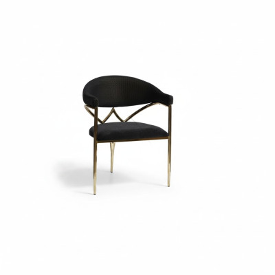 Silla de acero inoxidable negro con estructura de madera. Sillas de comedor modernas de una plaza.