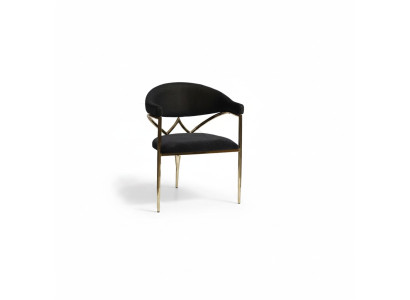 Silla de acero inoxidable negro con estructura de madera. Sillas de comedor modernas de una plaza.