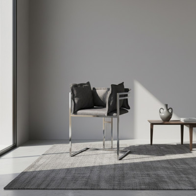 Silla de acero inoxidable gris, silla tapizada moderna, sillas de comedor, taburete de bar.