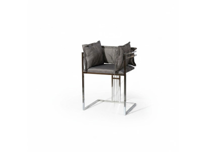 Silla de acero inoxidable gris, silla tapizada moderna, sillas de comedor, taburete de bar.