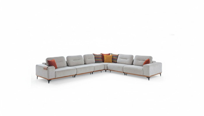 Sofá esquinero gris Exclusivo conjunto en forma de L Muebles de lujo para la sala de estar