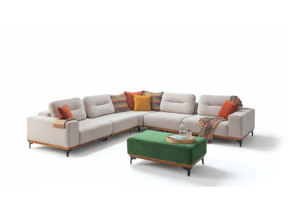Designer Living Room Set consta de un sofá de esquina en forma de L de 2 piezas y un taburete.