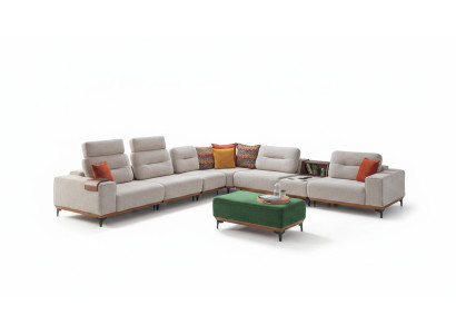 Sofá de esquina de lujo para sala de estar con diseño, forma de L, cojín para sofá, taburete acolchado 2 piezas nuevo.