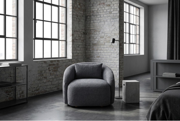 Sillón gris Sillón reclinable Sillón de salón Tapizado en textil Asiento individual Mueble