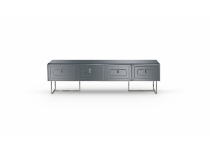 Mueble de TV gris exclusivo con armario de vidrio para salón de estar de 4 puertas