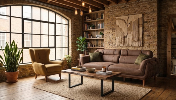 Conjunto de sala de estar elegante y acogedor, sofá de diseñador 3+1.