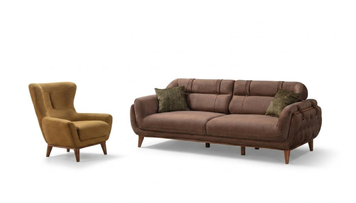 Conjunto de sala de estar elegante y acogedor, sofá de diseñador 3+1.