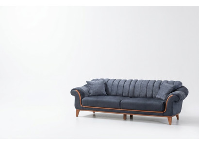 Sofá de sala de estar azul-gris elegante conjunto de asientos lujoso de 3 plazas Sillón 2 piezas